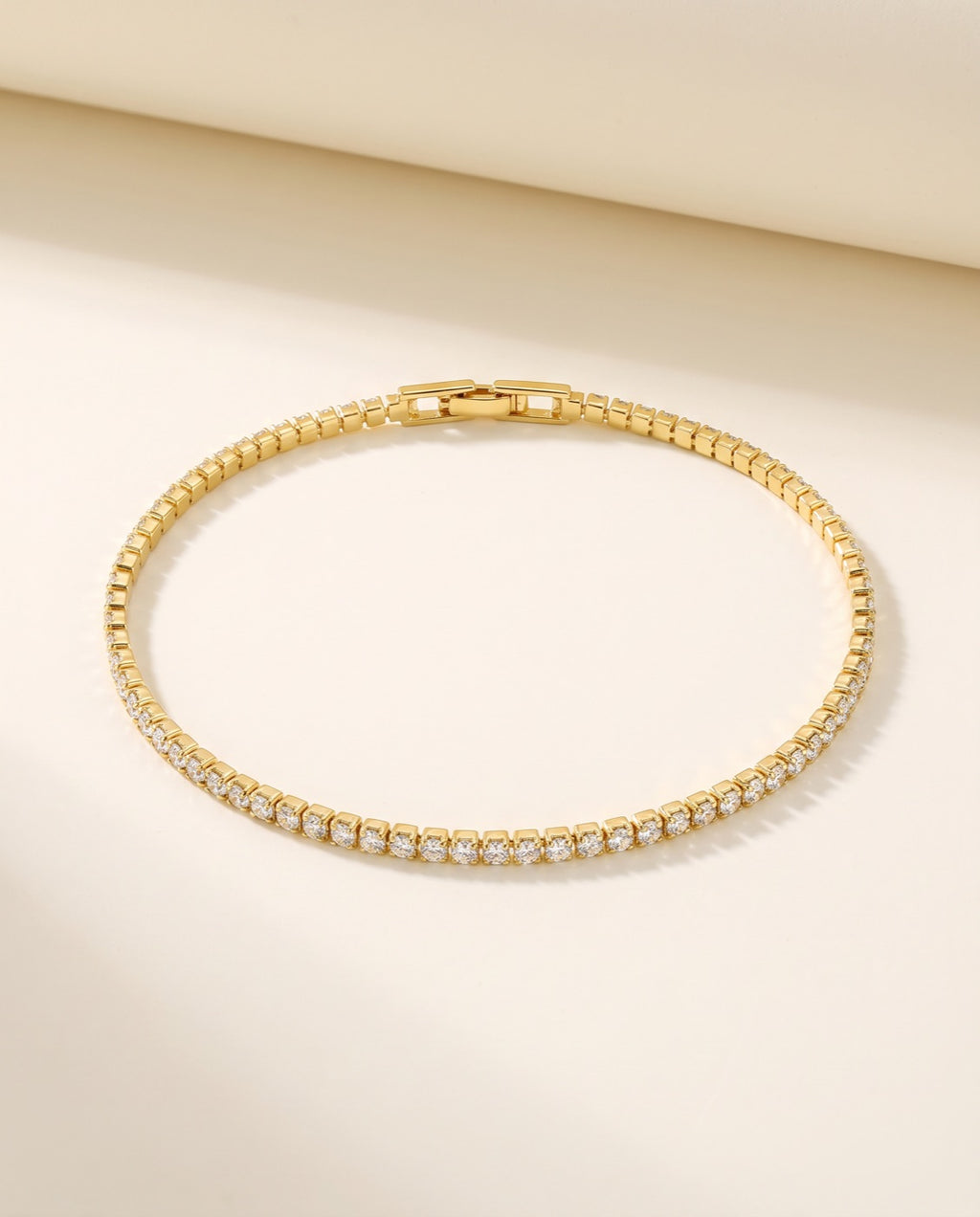 Tennisarmband Grace, 925 Sterlingsilber 18K vergoldet, auf Ivory